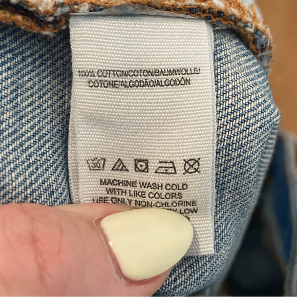 Free People patchwork distressed loose straight leg denim size 30 boho grunge - Picture 4 of 8